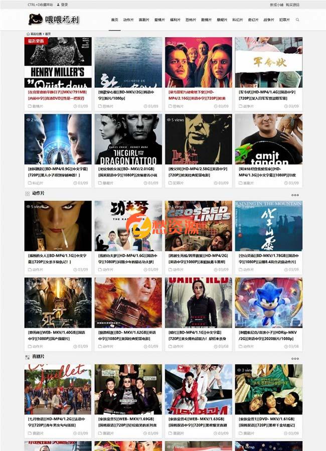 wordpress整站BT电影资源网站源码+手机端 BT种子采集站 BT电影资源BT种子采集网站