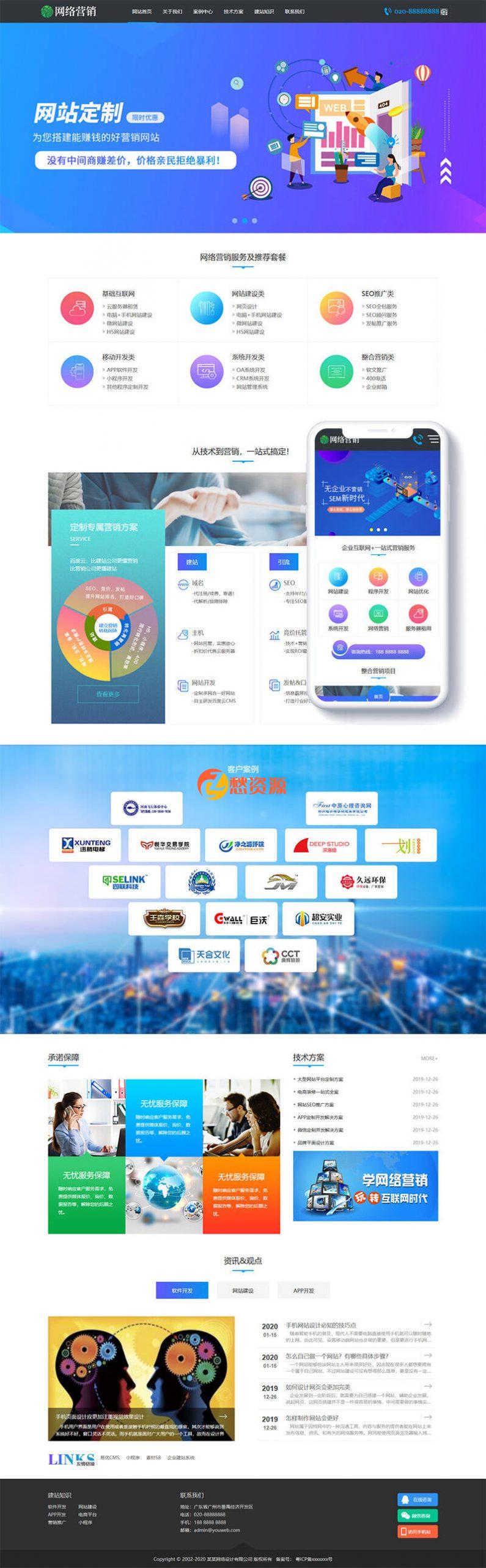 网站建设营销类网站织梦模板(自适应手机端)