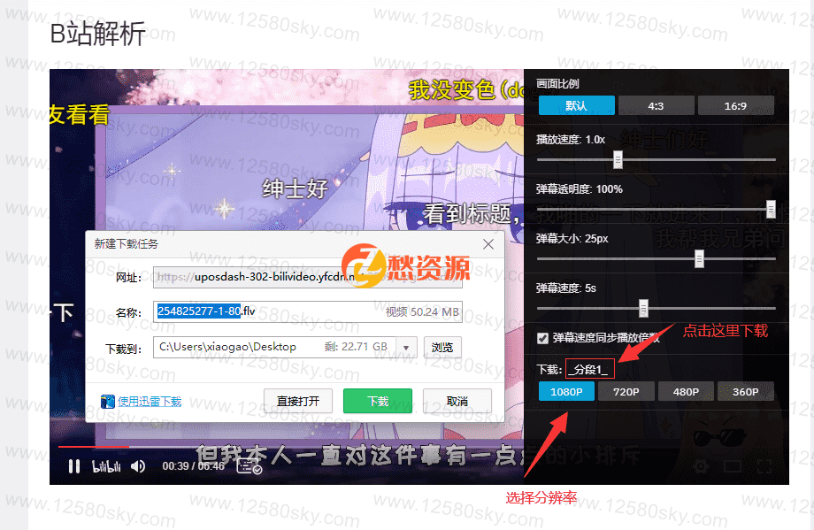 【哔哩哔哩视频解析下载】网页在线解析下载B站作品