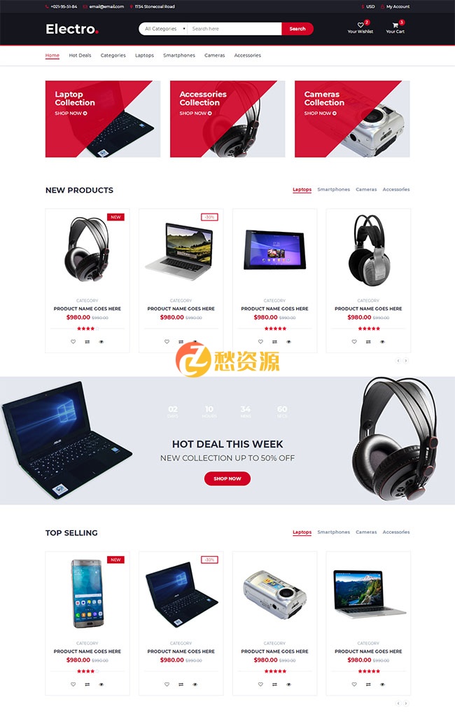 【IT电子产品商城】网站模板是一款红黑设计精美IT电子产品商城网站模板 [复制链接]