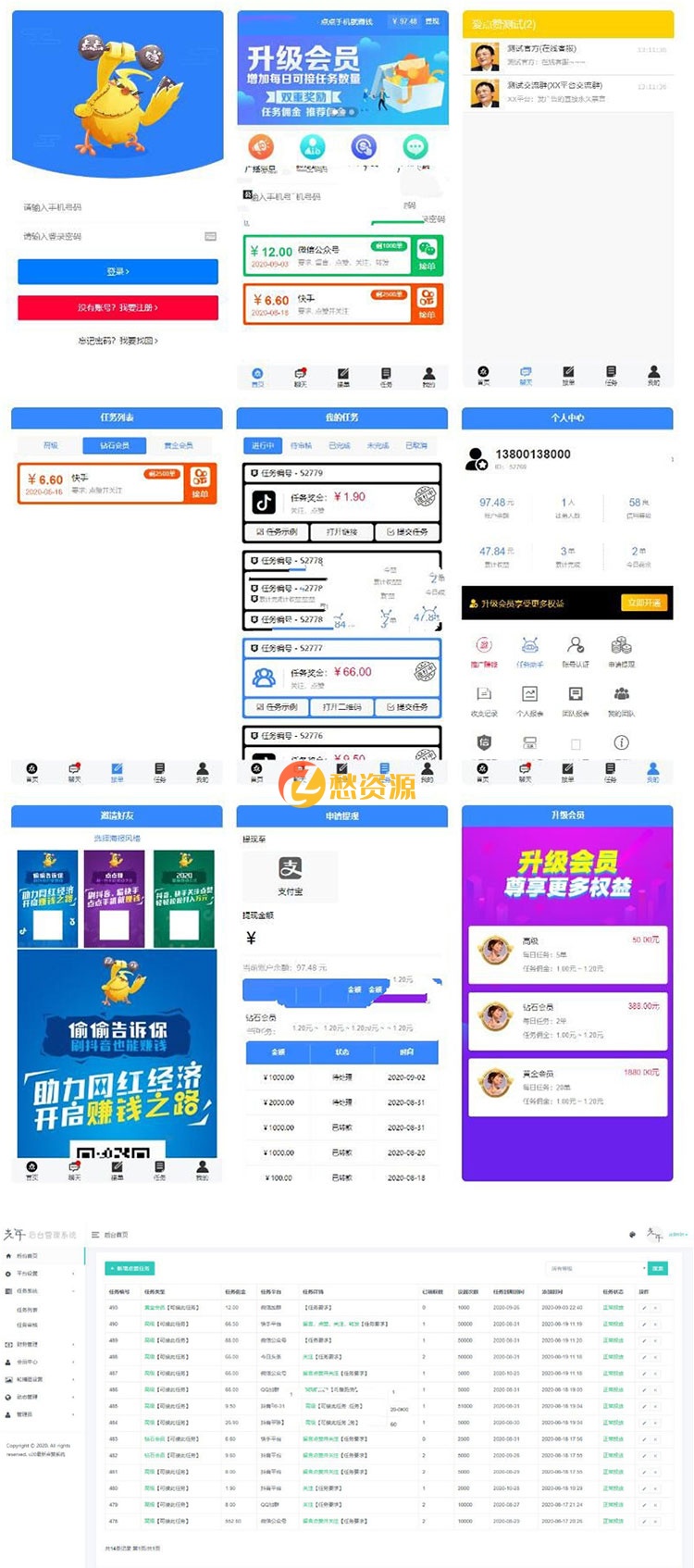 全新蓝色UI抖音快速任务点赞系统源码+后台模板 任务类源码下载基于ThinkPHP框架开发