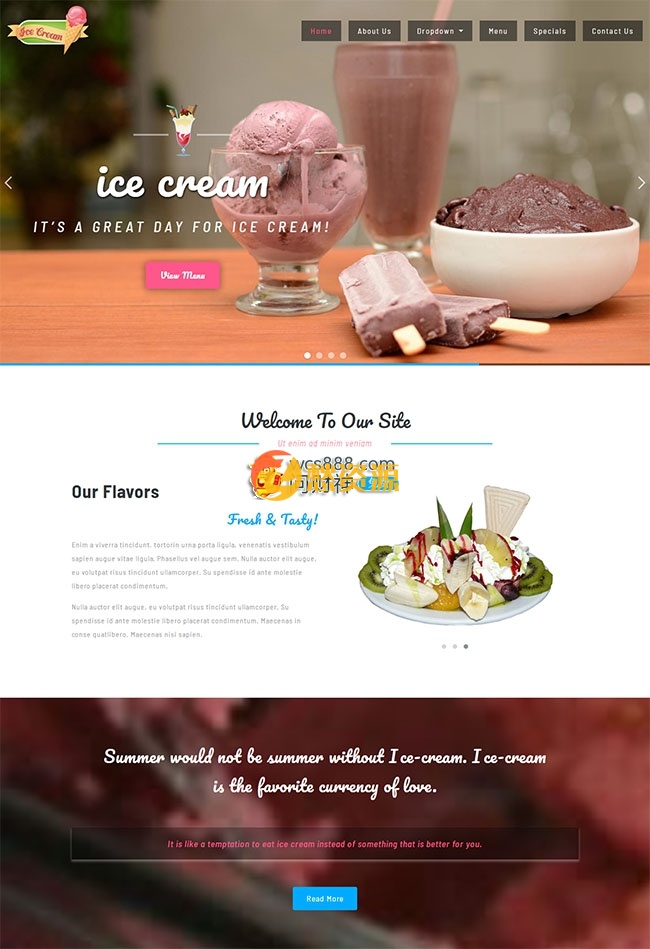 卡通可爱冰淇淋网站模板