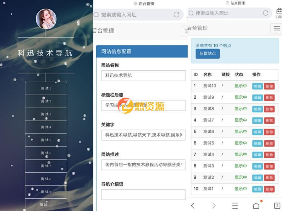 技术导航源码【带后台】