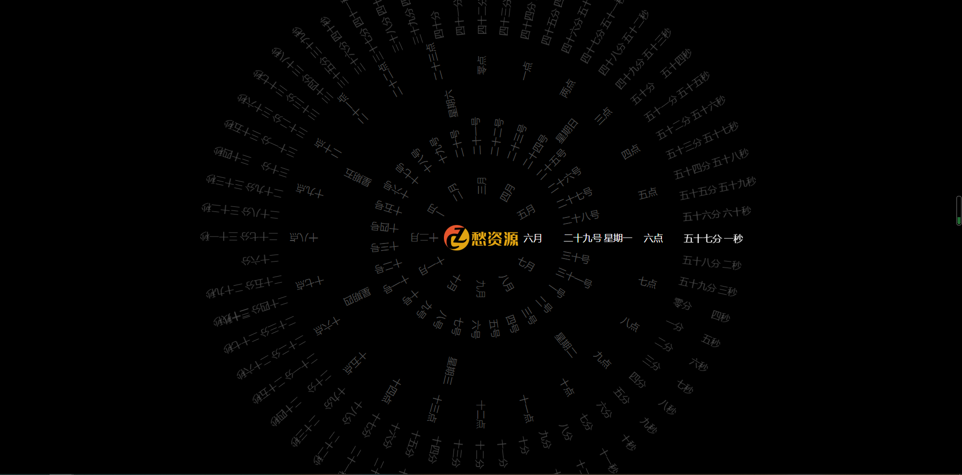 360°动态罗盘时钟显示html源码