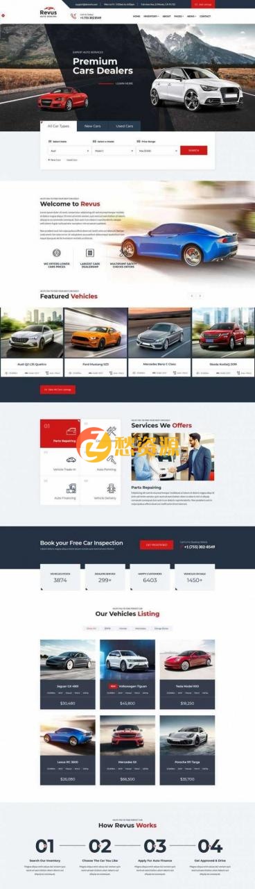 Bootstrap响应式红色大气汽车4S店经销商官网html模板