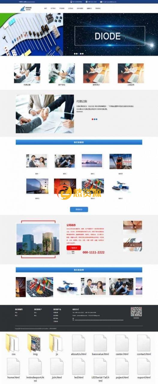 蓝色商业外贸企业官网静态html模板