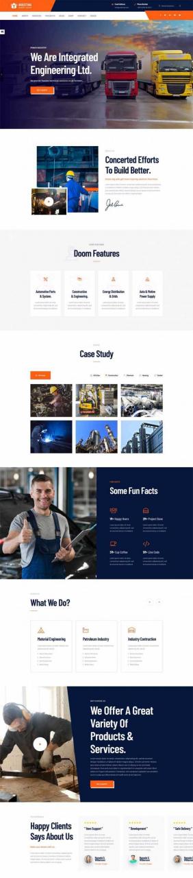 橙色大气响应式机械制造工业生产业务网站HTML5模板