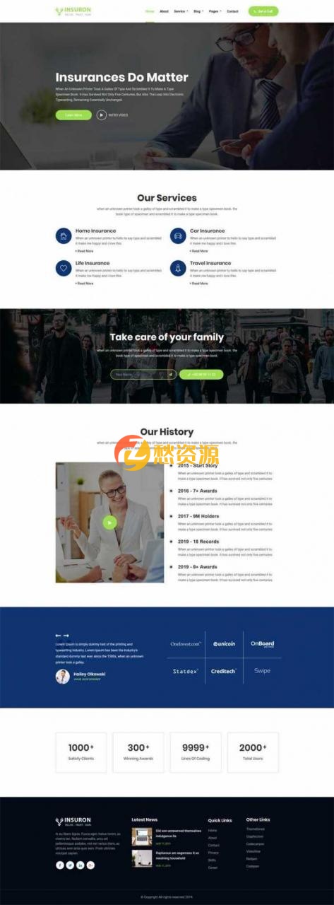 Bootstrap响应式绿色保险服务办理公司网站HTML5模板
