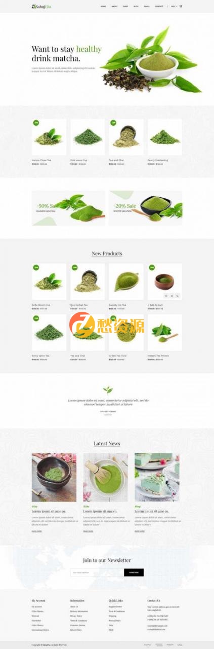 绿色bootstrap响应式茶叶抹茶在线电子商城HTML5模板