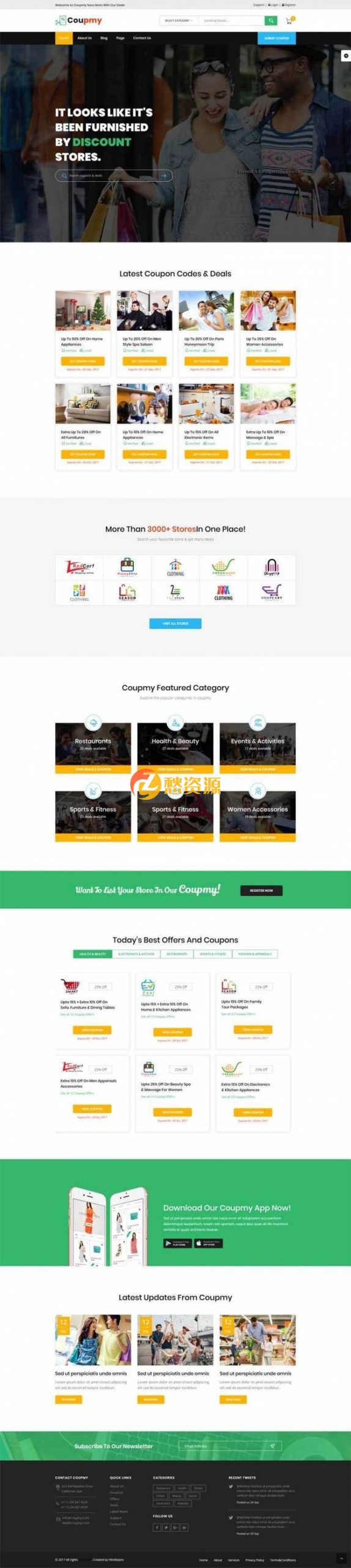 Bootstrap响应式折扣优惠电商优惠券网站html模板