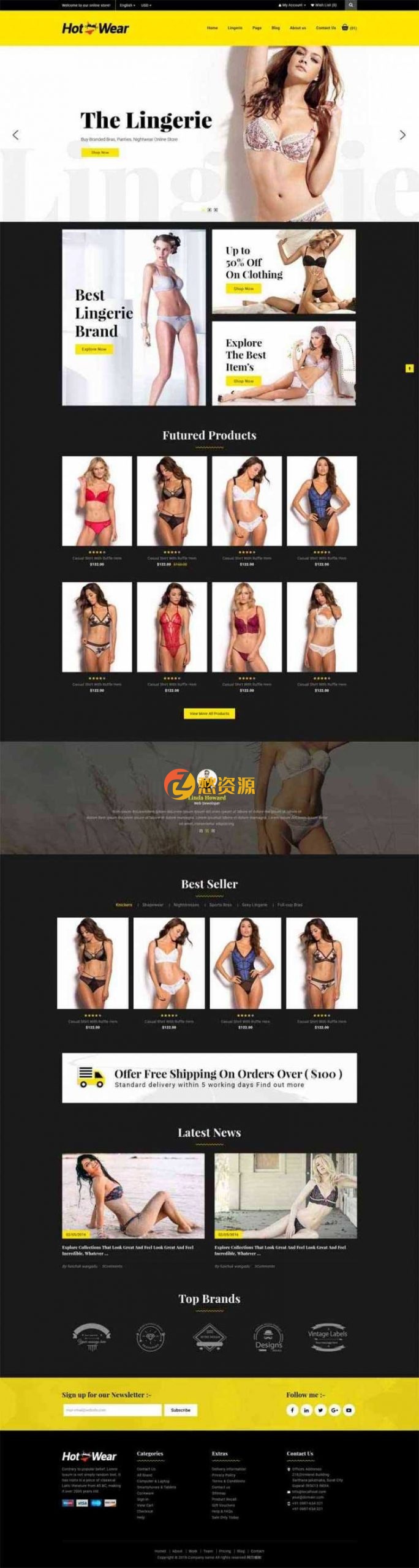 bootstrap响应式时尚女性内衣内裤购物商城网站HTML模板