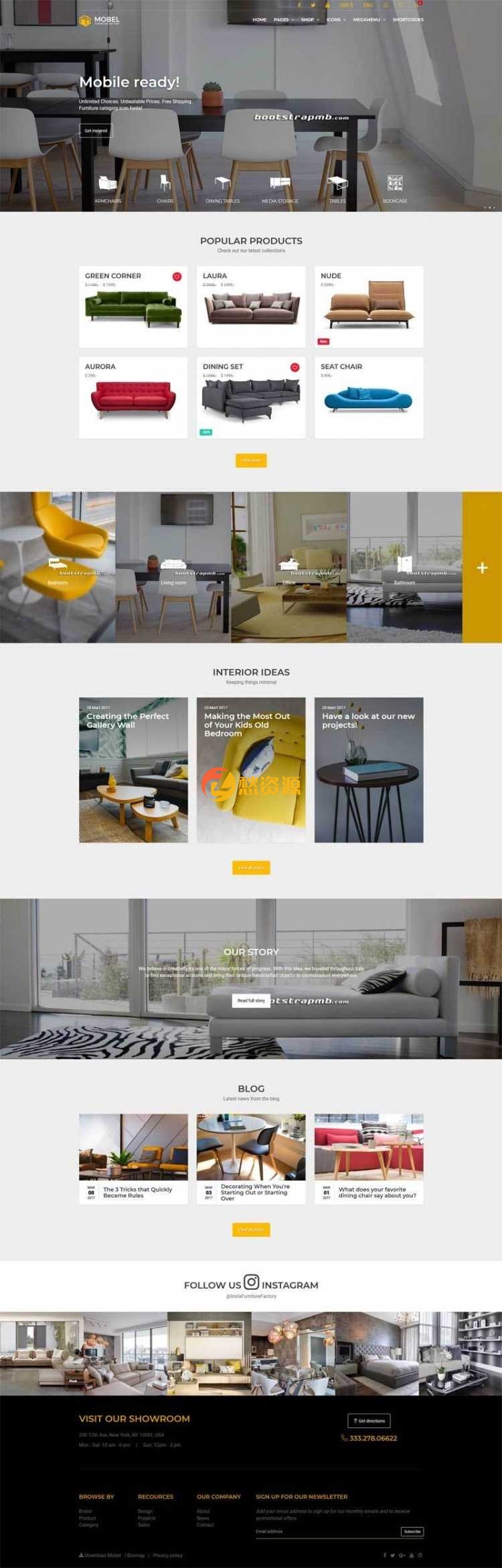 Bootstrap响应式在线家具商城电商网站HTML5模板