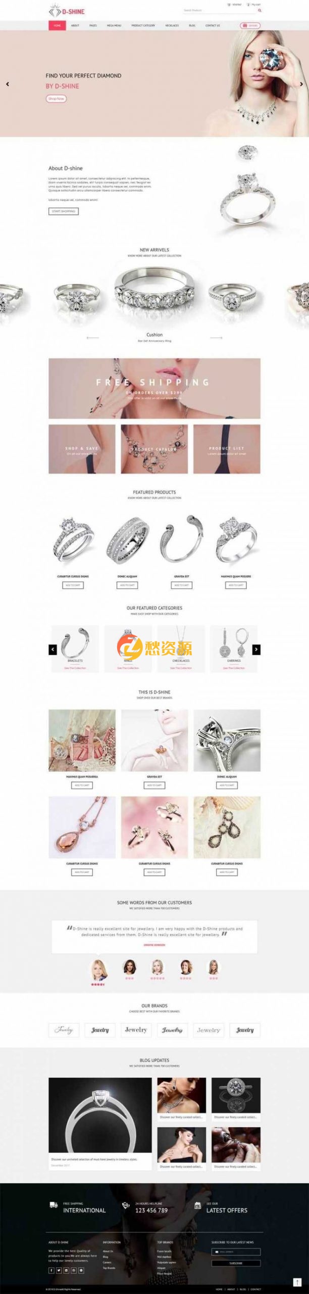 Bootstrap大气响应式钻石珠宝在线商城网站HTML5模板