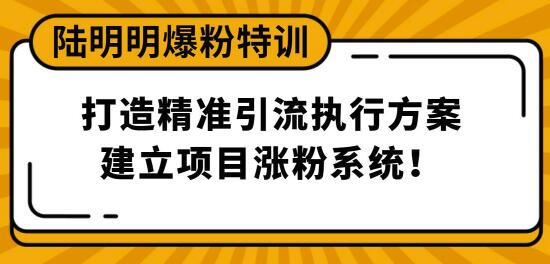 陆明明爆粉特训3月28号:打造精准引流执行方案,建立项目涨粉系统!