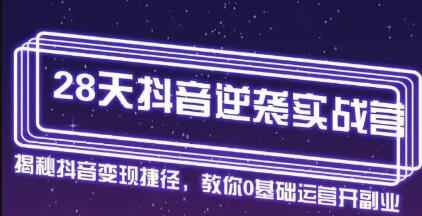 28天抖音逆袭实战营，从0学习抖音运营2个月，每天几小时，快速开启副业月入2w+