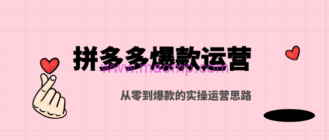 猫课:拼多多爆款运营,从零到爆款的实操运营思路
