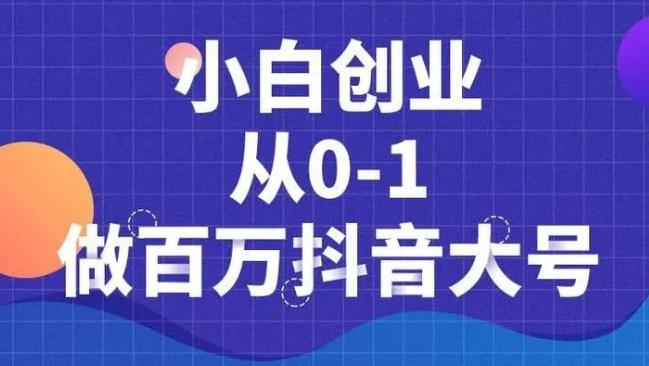 蛋解创业：小白创业从0-1做百万抖音大号，短视频带货引流必备课程