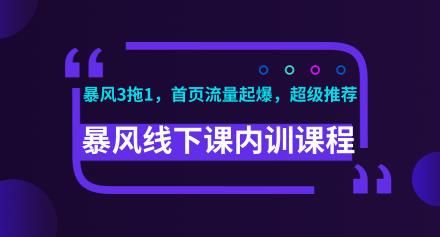 暴风线下课淘宝内训课程(暴风3拖1，淘宝首页流量起爆，超级推荐)视频+录音+文档