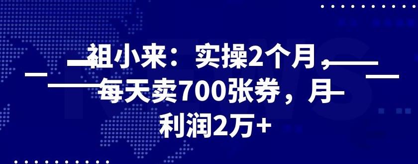 最新赚钱项目：实操2个月，每天卖700张券，月利润2万+